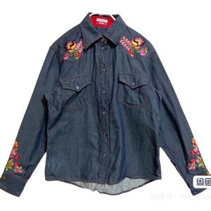 Vintage Paul Smith jeans floral embroidery denim shirt